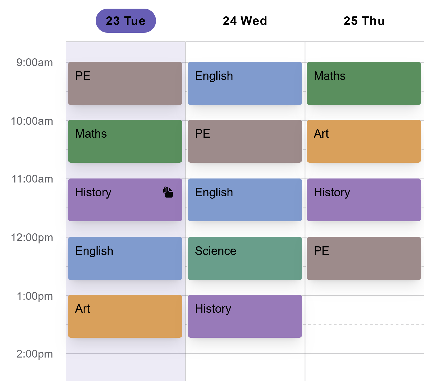 Class Schedule screenshot