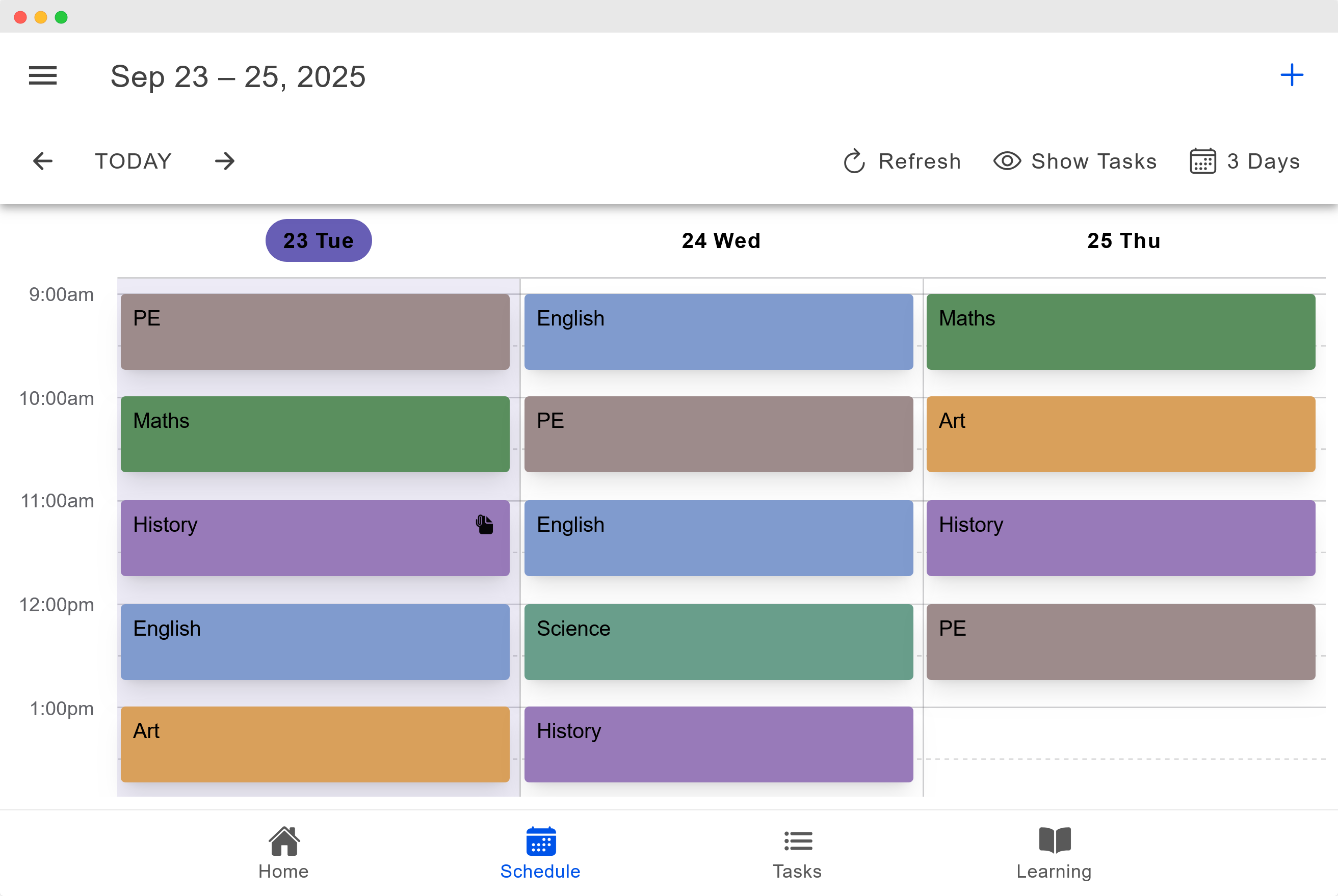 Class Schedule Web screenshot