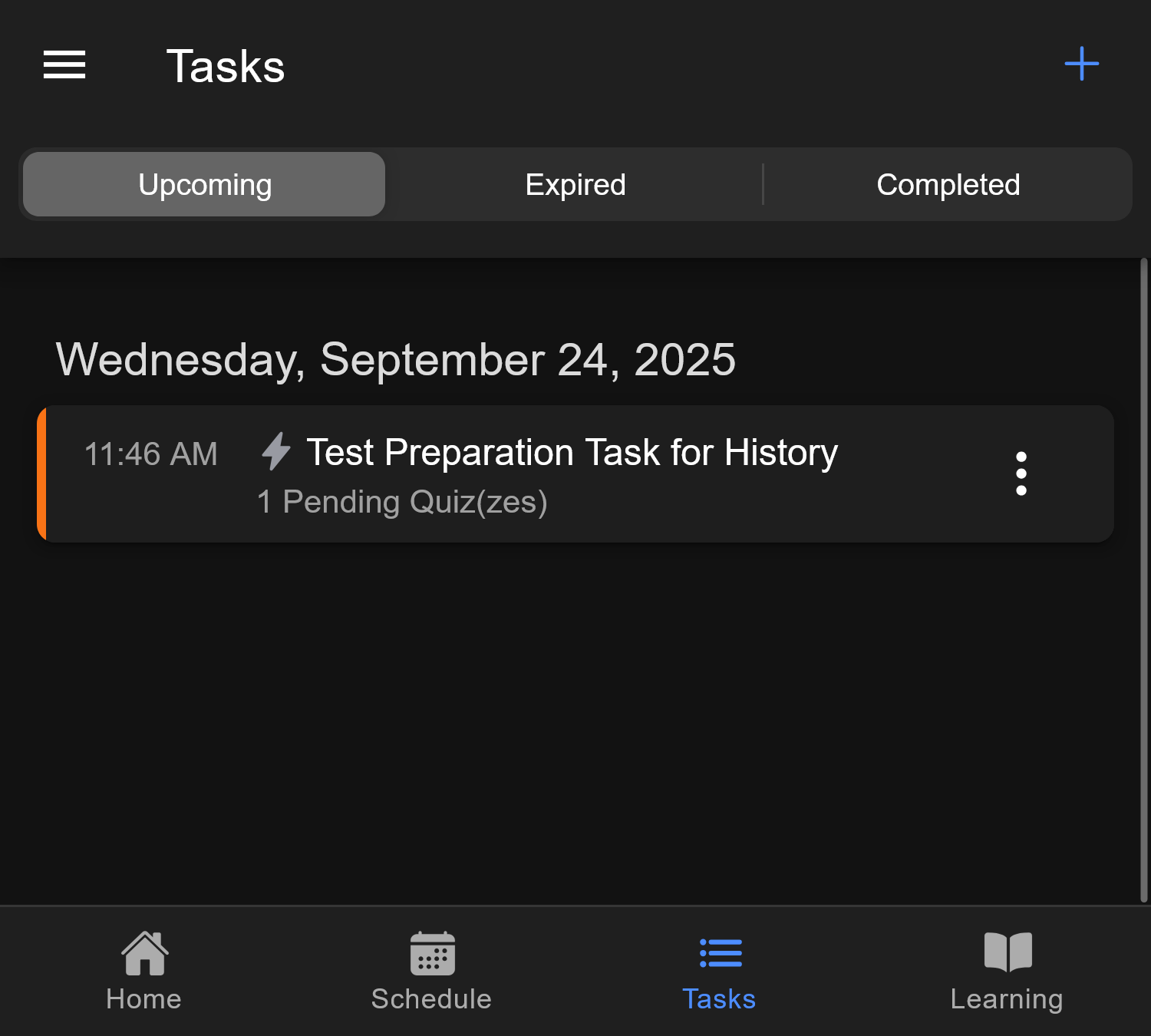 Task Page Dark Mode screenshot
